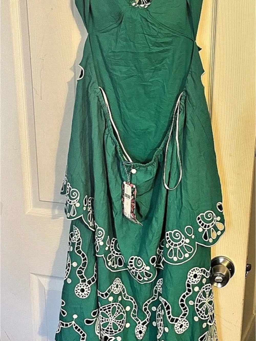Embroidered Maxi Dress in Green & White NWT - Picture 7 of 14